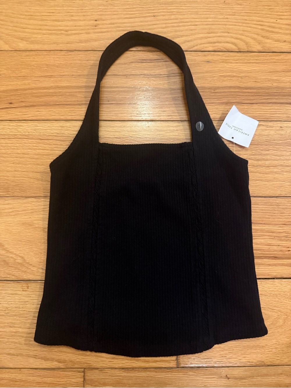 NWT American Eagle Black Knit Halter Tank Top - Picture 7 of 8